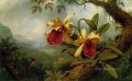 Orquídeas y Colibríes ATC Flor romántica Martin Johnson Heade